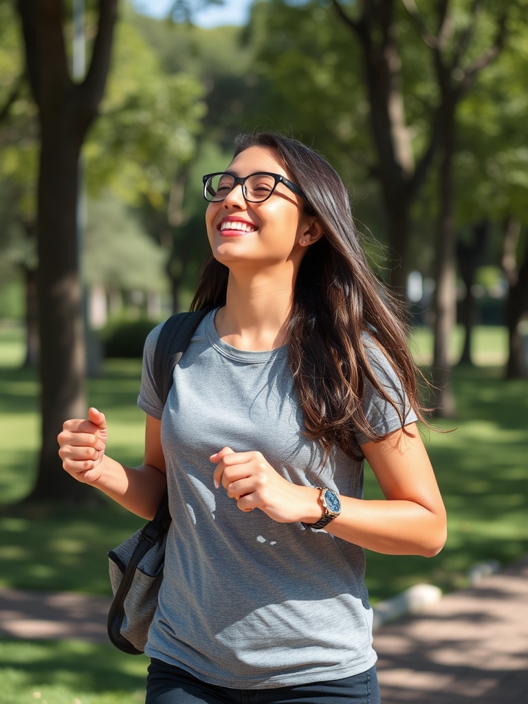 Pessoa ativa sorrindo ao ar livre, promovendo a ideia de como sair do sedentarismo com bem-estar e rotinas saudáveis.