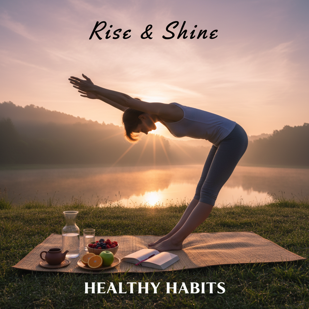 Mulher praticando yoga em um ambiente tranquilo, simbolizando hábitos positivos e saúde preventiva.