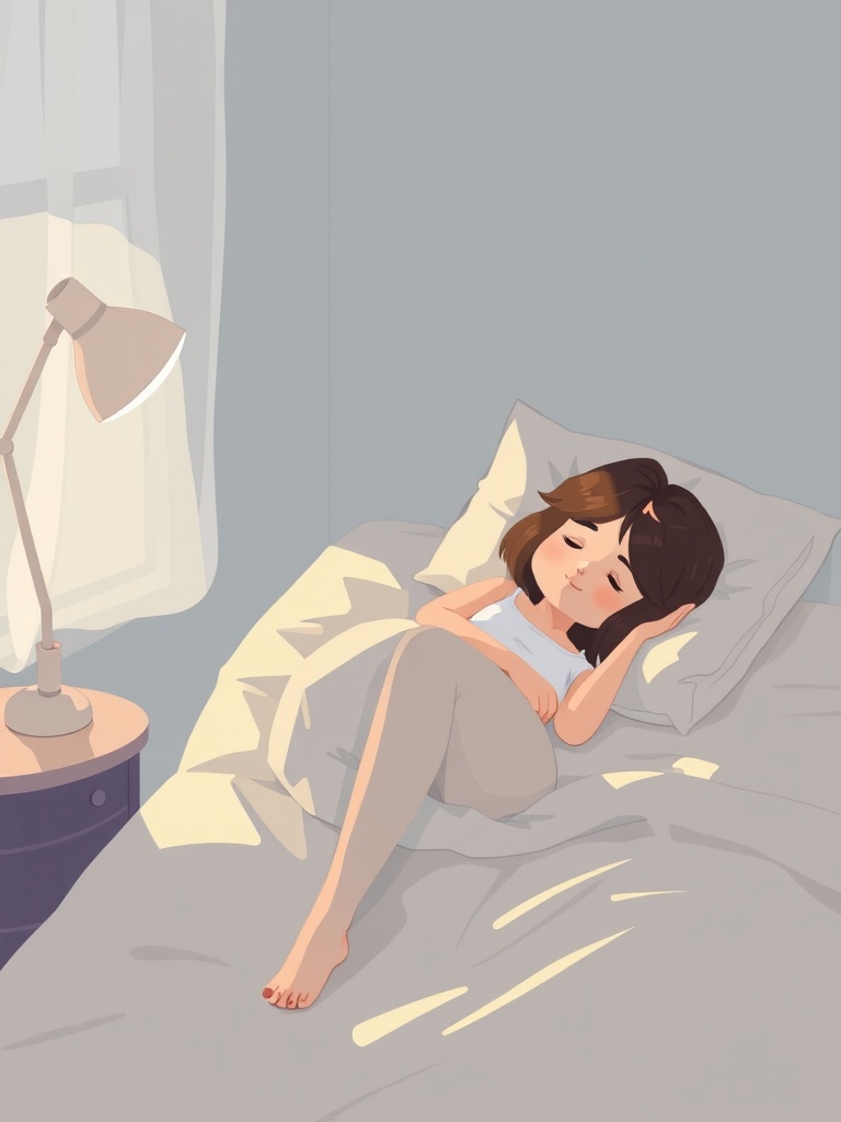 Ilustração de uma pessoa dormindo tranquilamente, representando o conceito de dormir bem para viver melhor.